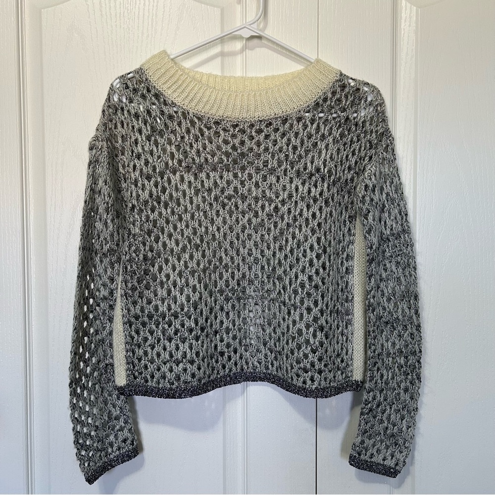Chelsea & Violet Open Weave Sweater Metallic Thread XS